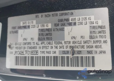 2015 Mazda Mazda5 Sport из США, поврежденный, VIN JM1CW2BL7F0186336